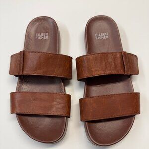 Eileen Fisher Tan Leather slide Size 7